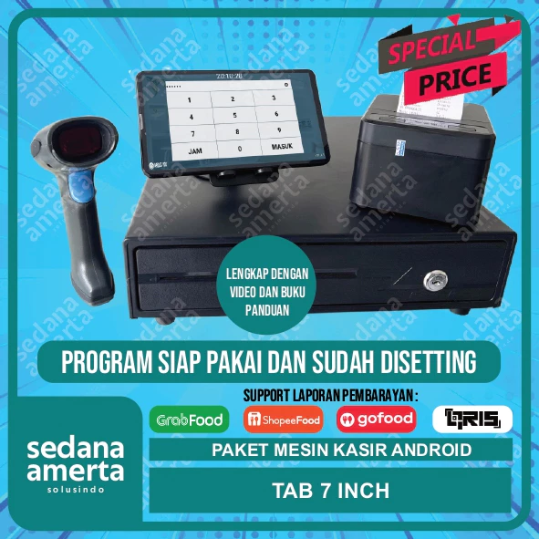 Paket Mesin Kasir Android POS Tablet/Tab - TINGGAL PAKAI - cocok untuk Restaurant, Resto, Cafe, Barber Shop, Vape Store, Retail