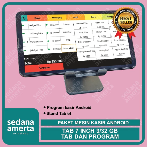 Paket Mesin Kasir Android TAB Tablet/Tab 7 Inch 3/32 GB - TAB & PROGRAM : Tab - cocok untuk Restaurant, Cafe, Resto, Barber Shop, Vape Store, Retail
