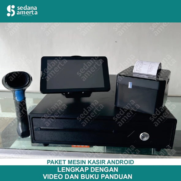 Paket Mesin Kasir Android POS Tablet/Tab 7 Inch 3/32GB - PAKET LENGKAP : Tab, Laci Uang/Cash drawer, Printer Thermal 58mm & Scanner Wirelles Bluetooth- Cocok untuk Restaurant, Resto, Cafe, Barber Shop, Vape Store, Retail