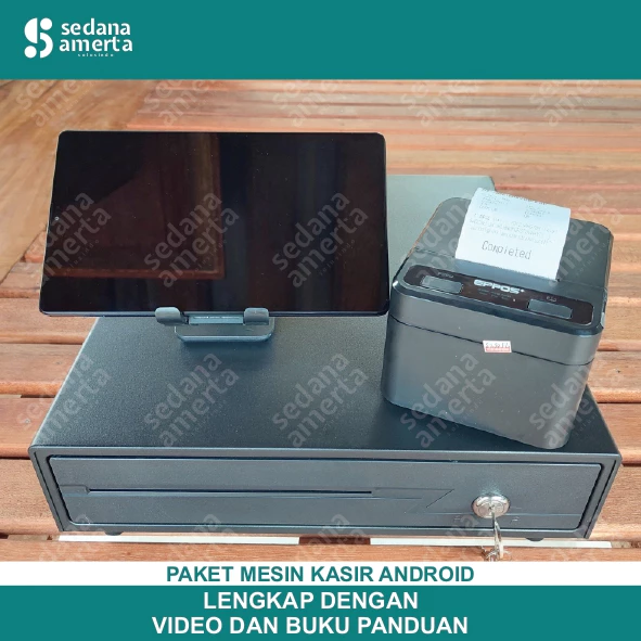 Paket Mesin Kasir Android POS Tablet/Tab Samsung 8 Inch 4/64 GB - PAKET LENGKAP : Tab, Laci Uang/Cash drawer & Printer Thermal 58mm - cocok untuk Restaurant, Cafe,Resto, Barber Shop, Vape Store, Retail